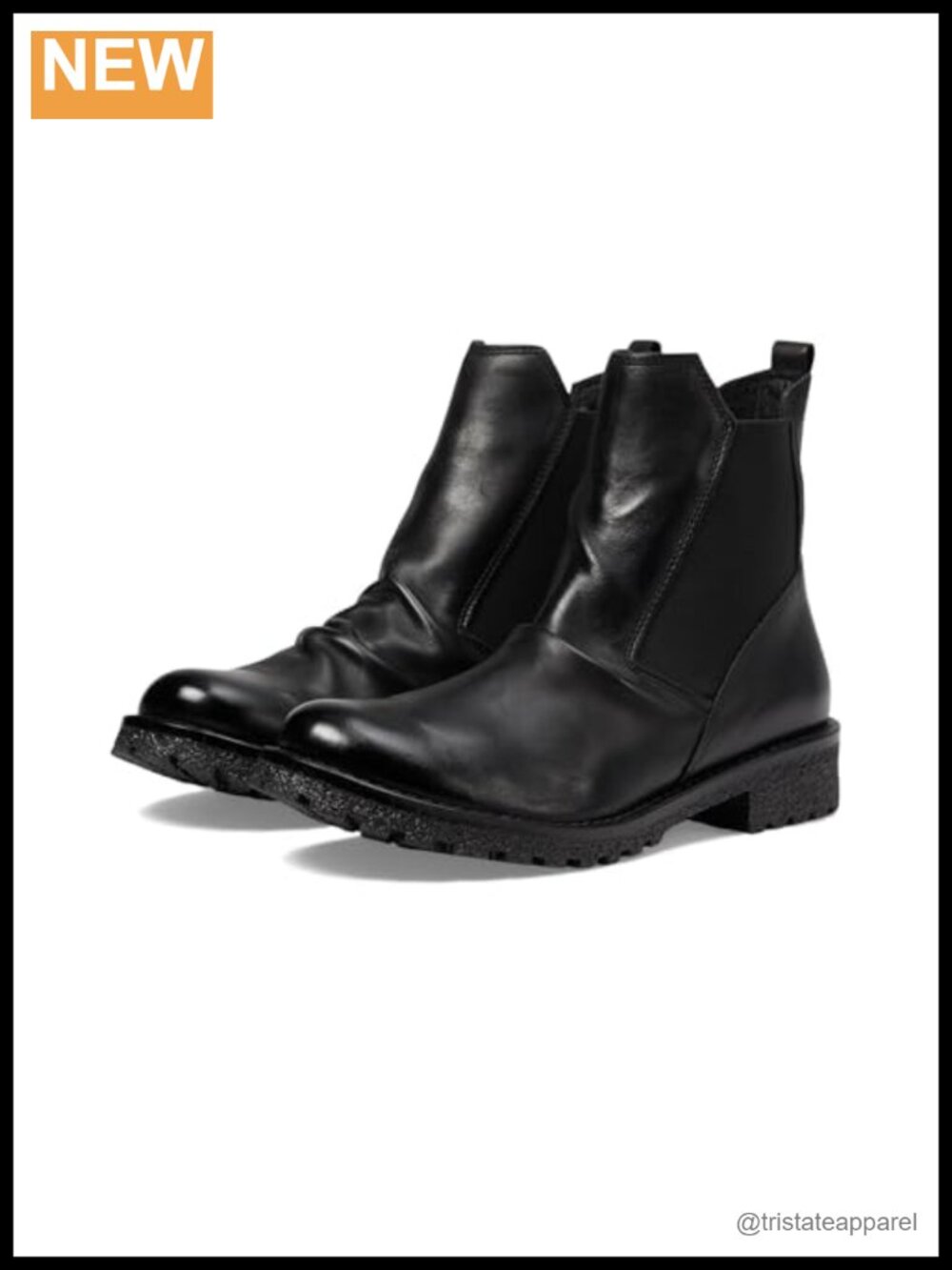 Leather Chelsea Ankle Bootie Block Heel Pull-On Fashion Boot